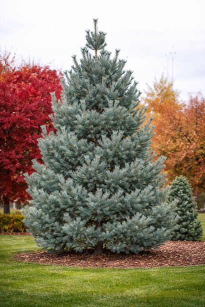 Сосна гнучка Вандервулф Пірамід в ландшафті